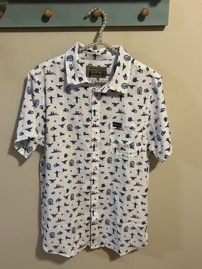 NEW Burlebo Men's Performance Button Down Texas Print Size M